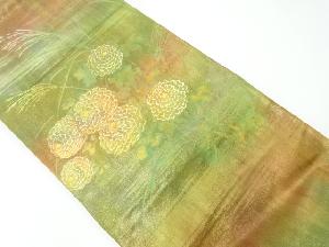 菊模様織出し袋帯